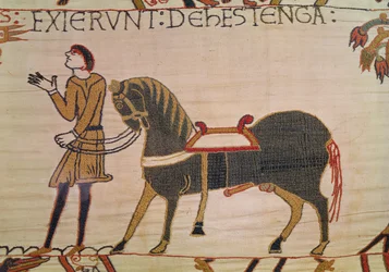 Ein Stallknecht bringt William sein Pferd, Teppich von Bayeux